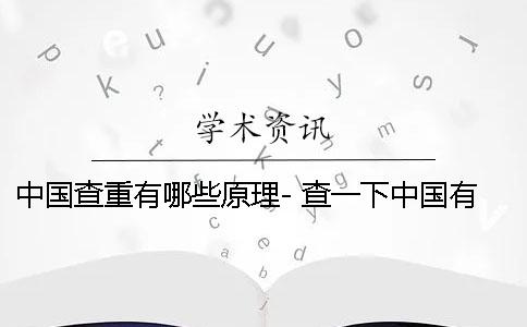 中國查重有哪些原理- 查一下中國有哪些四大