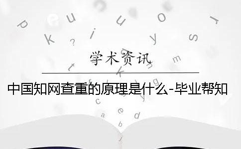 中國知網查重的原理是什么？-畢業幫知網查重